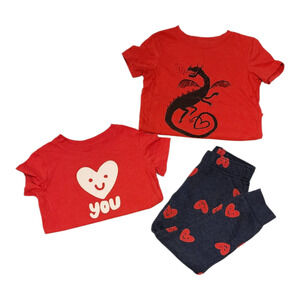 Cat & Jack Valentine's Day Tees Sweatpants Size 4T Kids Bundle of Three Pieces